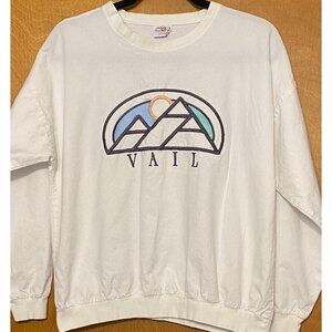 Vintage VAIL COLORADO Crazy Shirt Hawaii Long Sleeve White Cropped Y2k 90s M